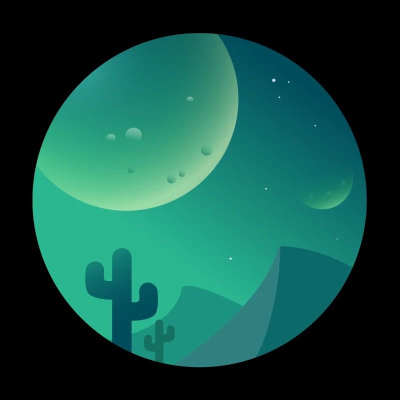 Night desert with cactus
