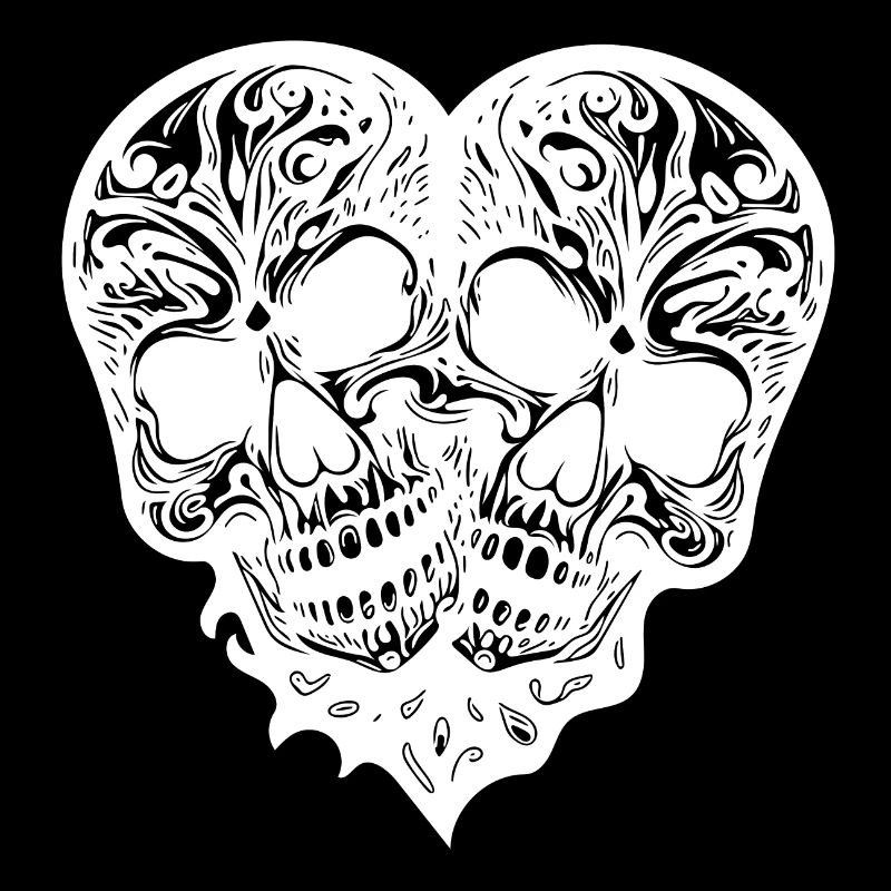Zwei Schädeln Herz Tattoo Tribal Style