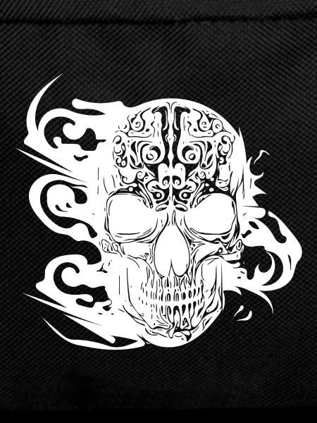 Burning grinning tattoo skull