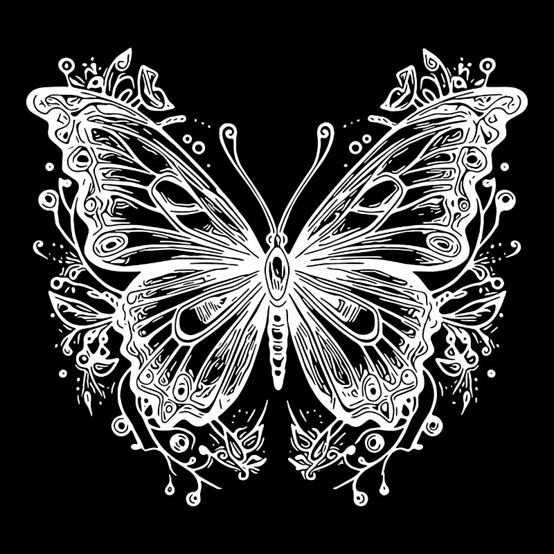 Tattoo Flower Lines Style Butterfly