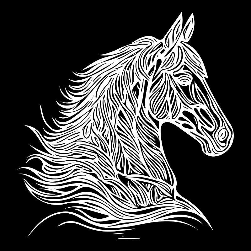 Elegant stallion with beautiful tattoo mane