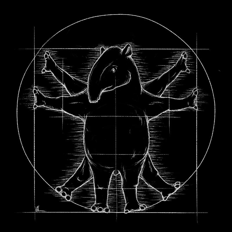 Casual Vitruvian Tapir Retro Sketch