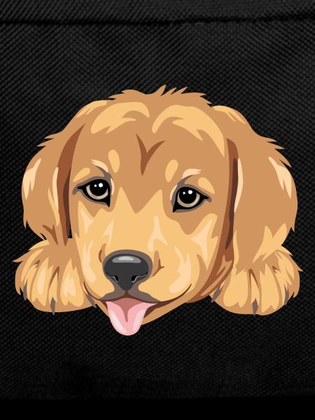 Smiling golden retriever puppy head