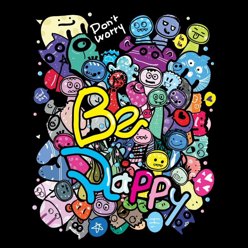Be happy doodle monster