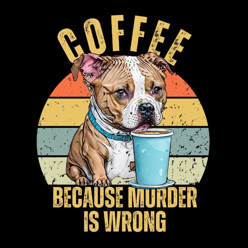 Drôle de pitbull boire du café parce que le meurtre est mal