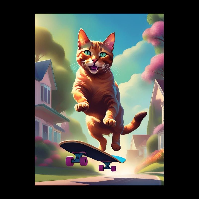 Katze Skateboaring