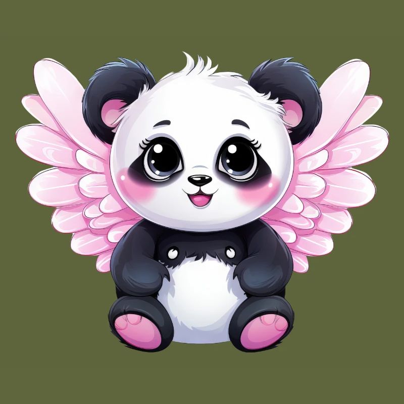 Panda-Engel-Mädchen mit Flügeln