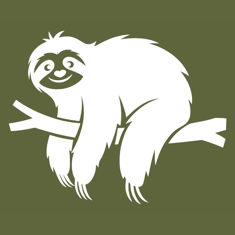 Minimalist sloth relaxing on a branch