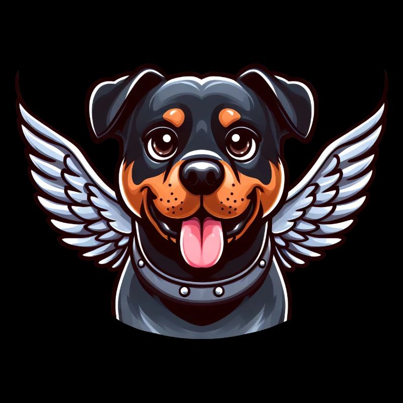 Rottweiler mignon - Ange avec des ailes dans le