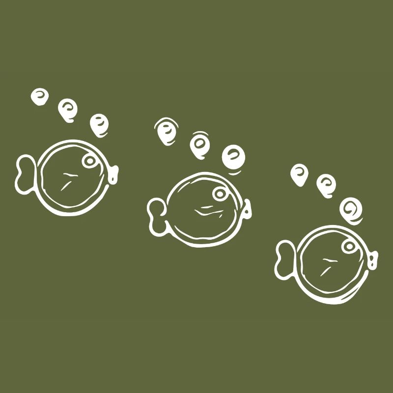 Three funny schooling fish in formation
