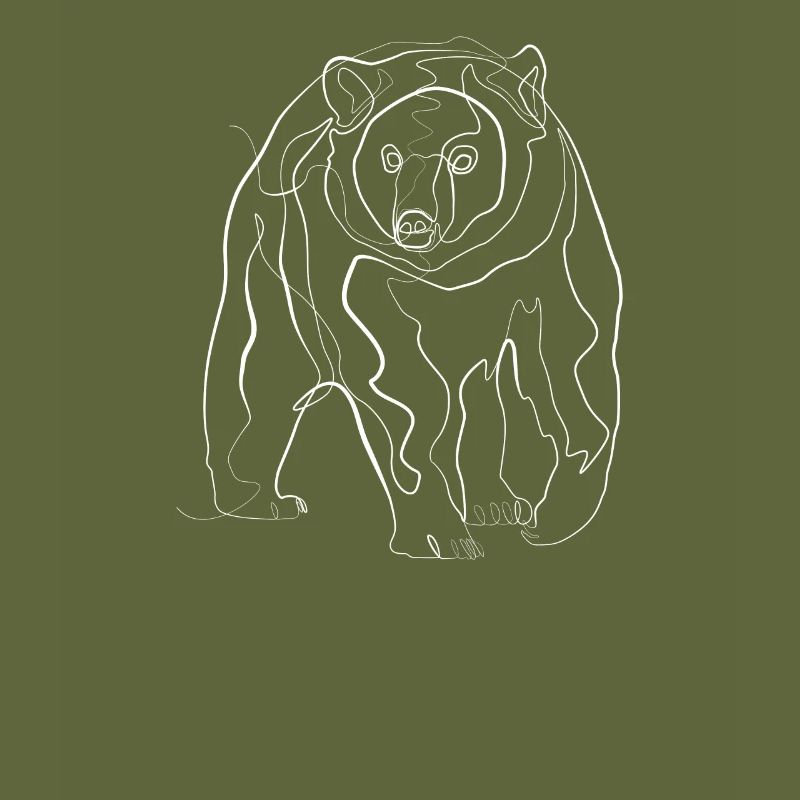 Animaux de l’ours - one line drawing