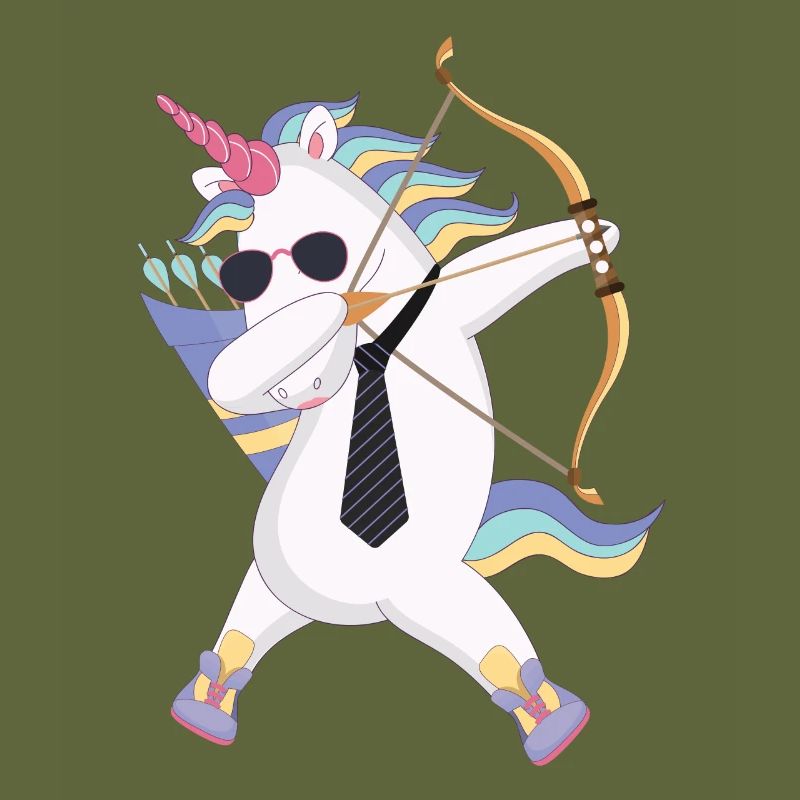Tamponner la licorne avec un cadeau arc et flèche