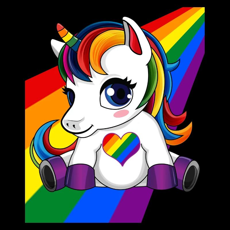 Einhorn mit LGBTQ Farbe Herz - LGBTQ Pride