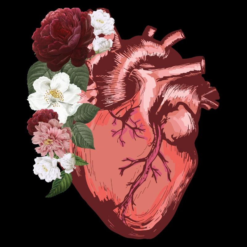 Anatomical Heart Flowers Love Women Men