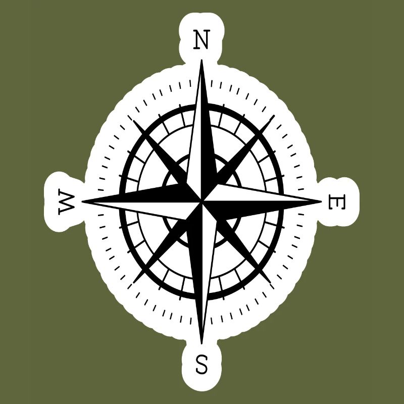 Compass with compass rose for navigation