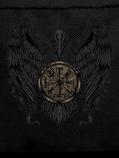 Crow with Futhark and Vegvisir