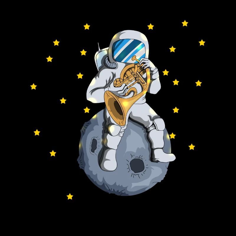 Astronaut Mond Universum Sterne Waldhorn Blasmusik