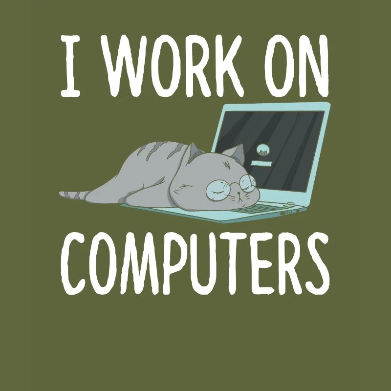 I Work On Computers Katze Informatik Kätzchen