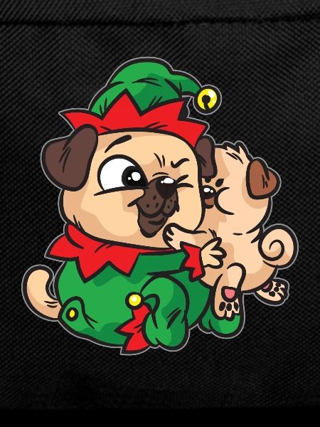 Elf Mops kuscheln Weihnachtskleid