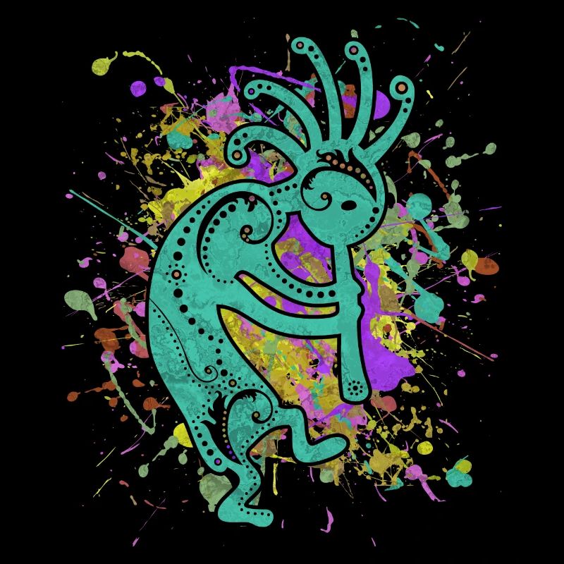 Amérindiens Kokopelli - Éclaboussures colorées 2