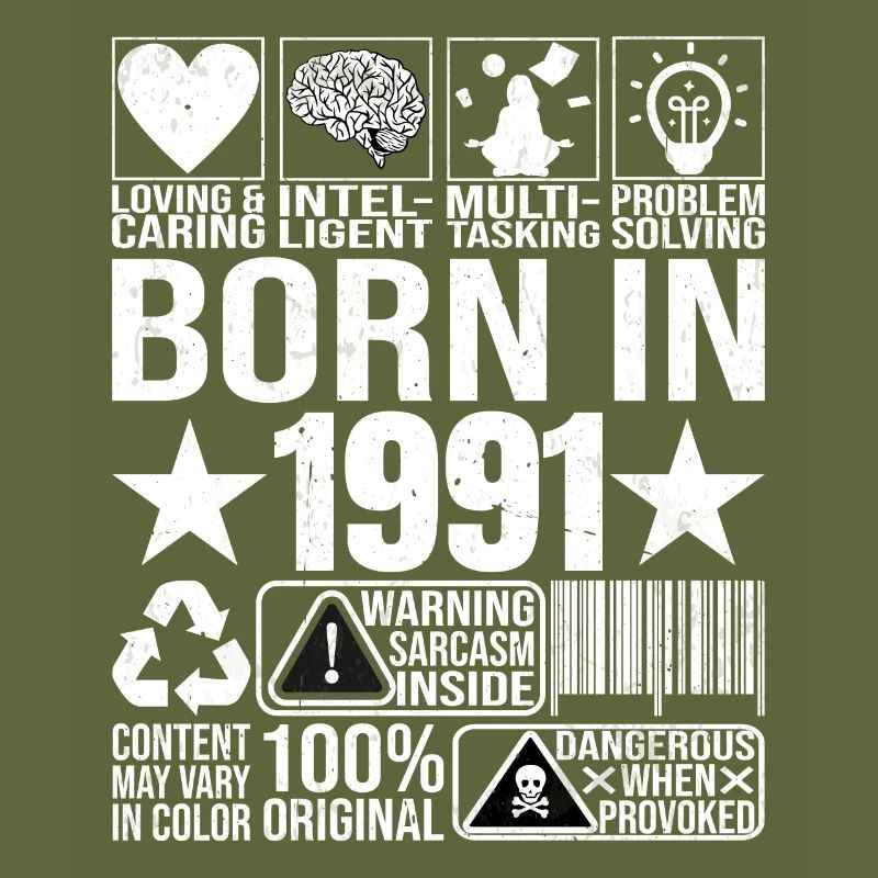 Born In 1991 Content Warning Label Barcode