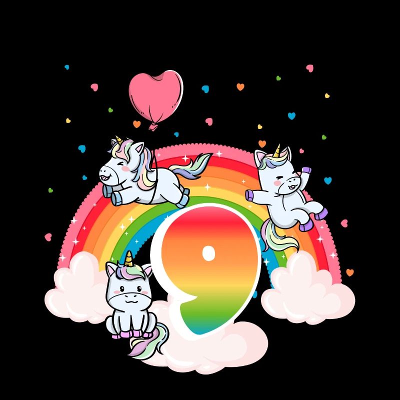 9th Birthday Rainbow Unicorn Theme Birthday