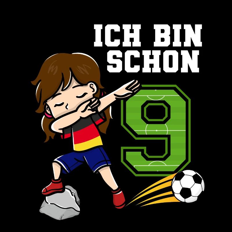Fußball Mädchen Ich bin schon 9 Geburtstag