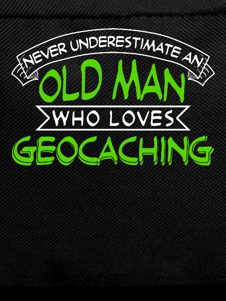 Geocacher old man with geocache