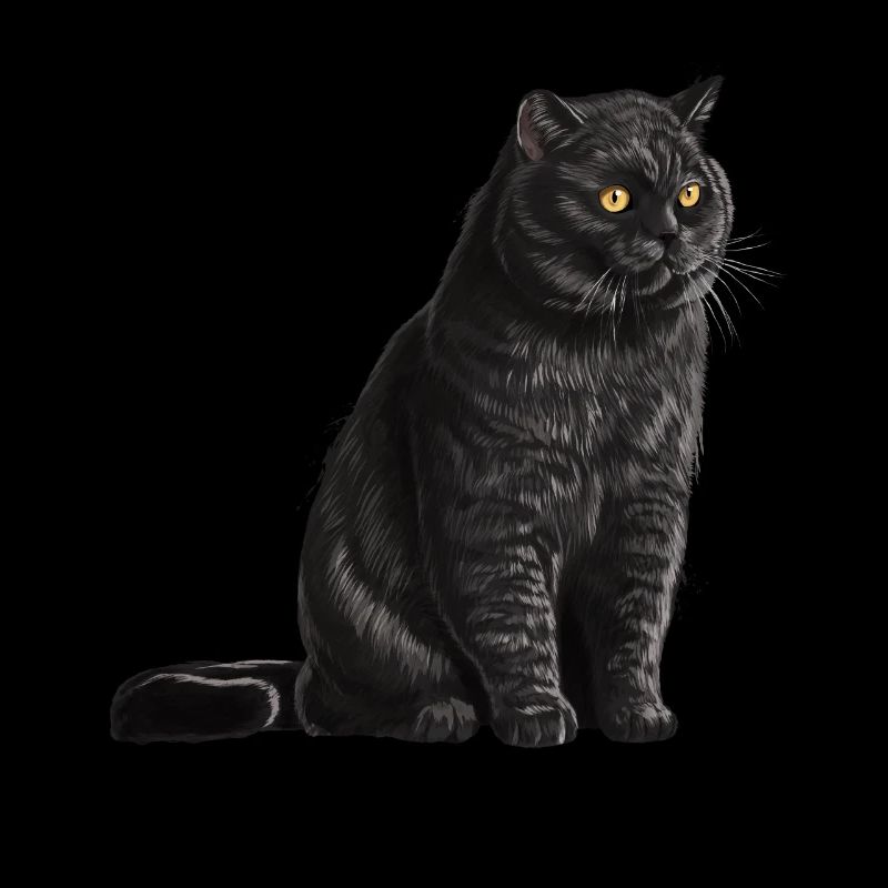 Sitzende Schwarze Britisch Kurzhaar Katze