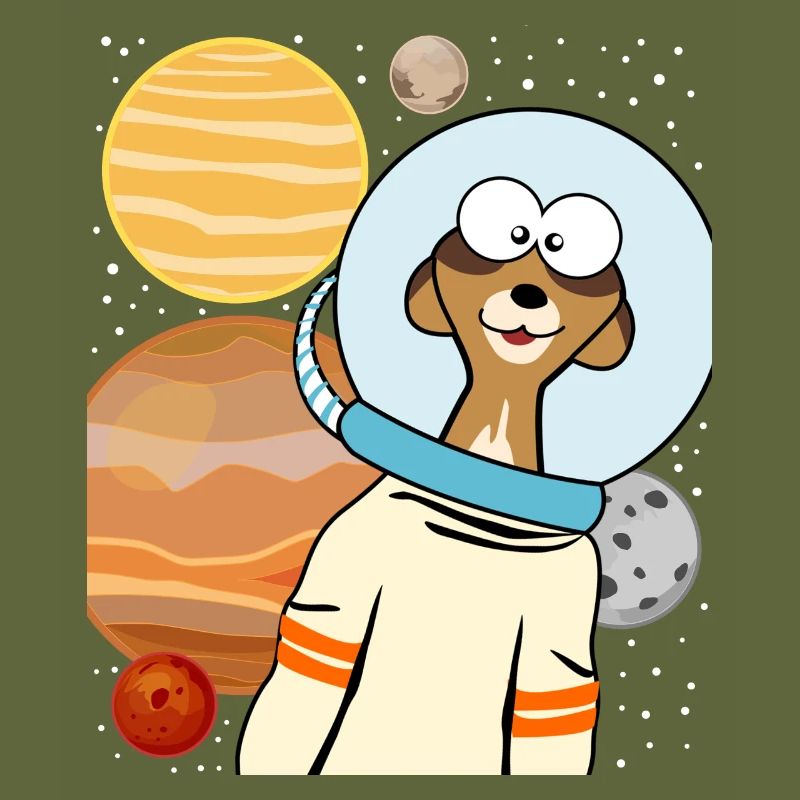 Meerkat astronaut in space