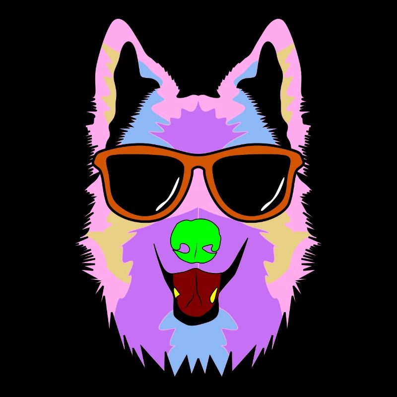 White Shepherd with sunglasses