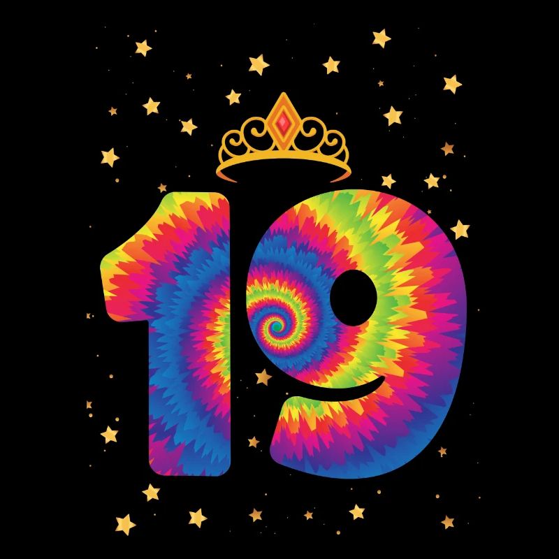 19. Geburtstag Krone | Tie Dye Themed Geburtstag