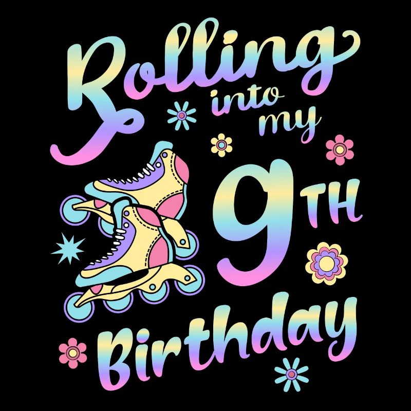 Rolling Into My 9th Birthday Roller Skater Inline