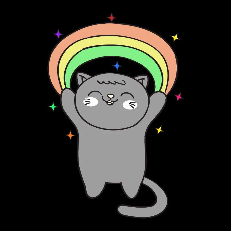 Süße Katze mit Regenbogen