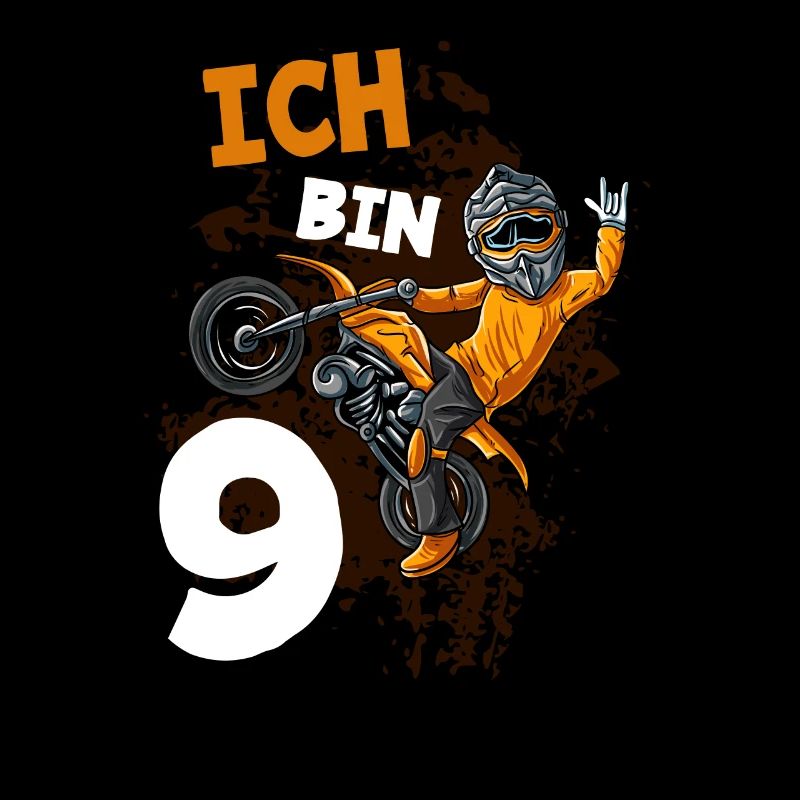 Ich bin 9 Jahre Cross Motorrad 9. Geburtstag