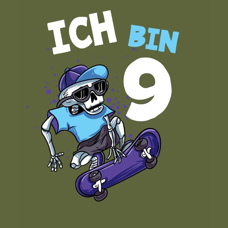 Ich bin 9 Jahre Skateboard 9. Geburtstag