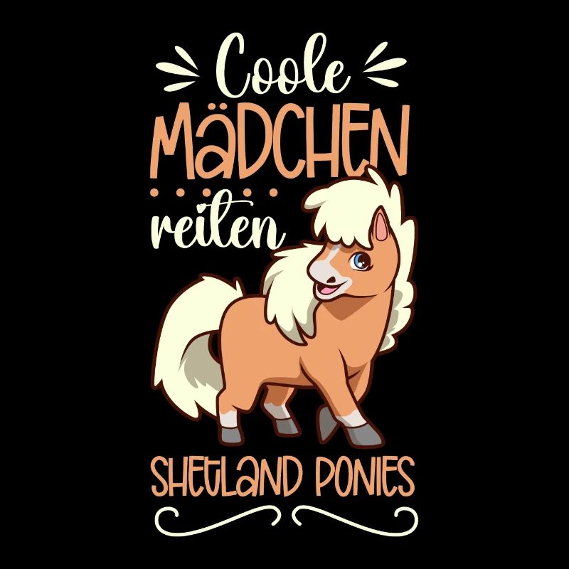 Coole Mädchen reiten Shetland Pony