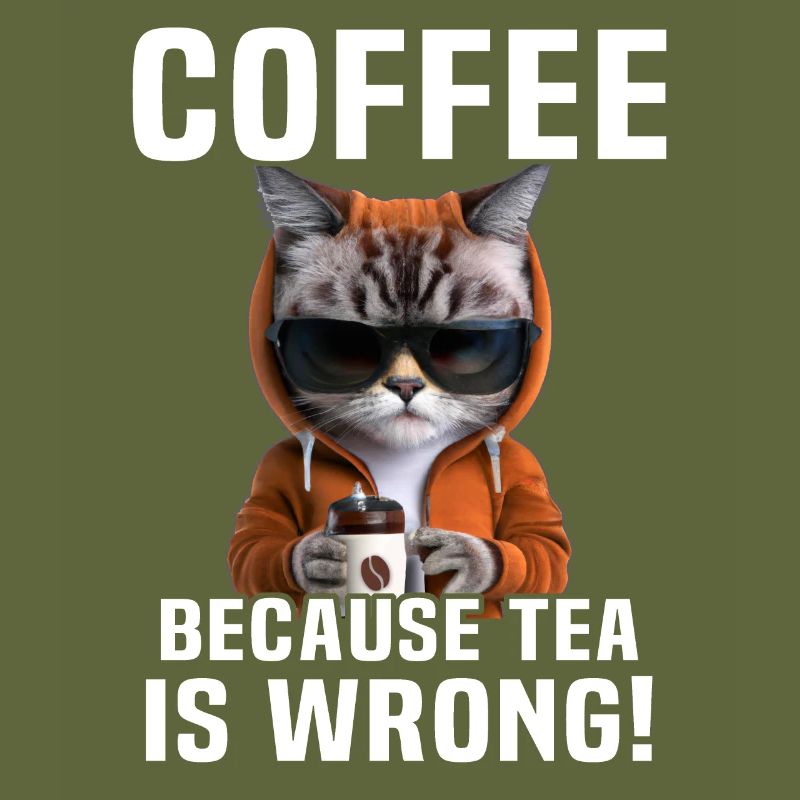 Coffee Drinking Cat Tea