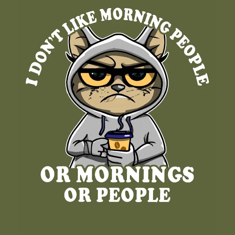 Morning grouch coffee drinker cat coffee