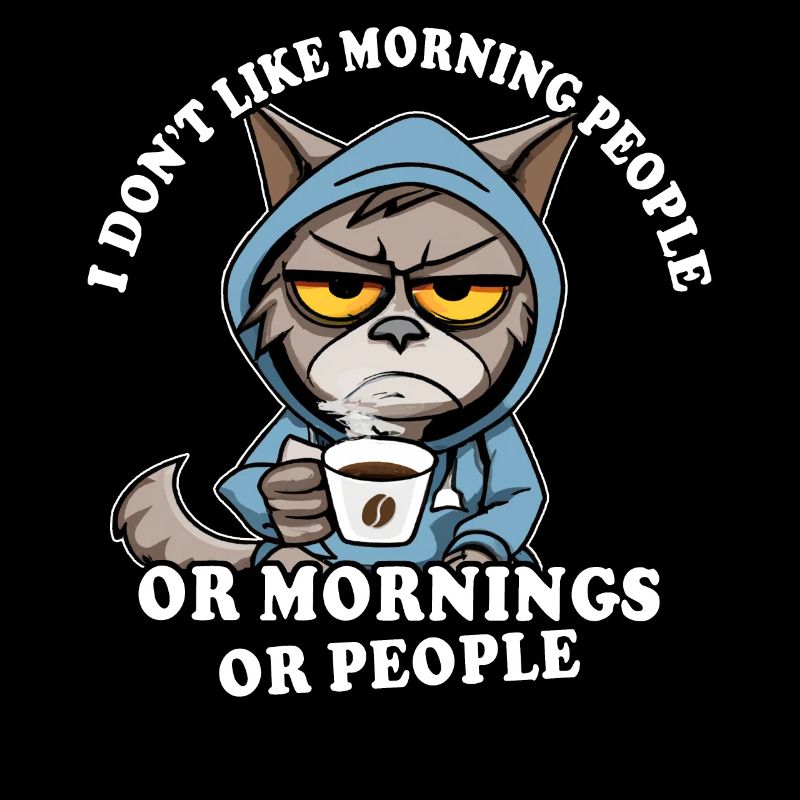 Morning grouch coffee drinker cat coffee