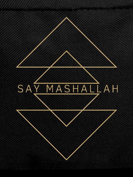 "SAY MASHALLAH", triangles, golden yellow