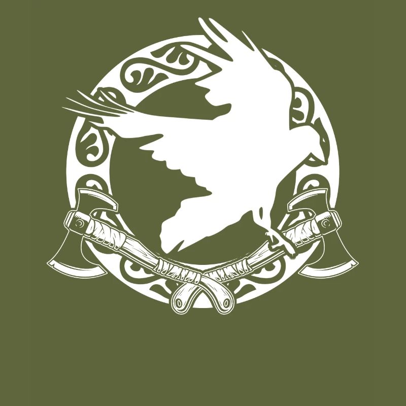 Corbeau et haches Odhin Valhalla Vikings