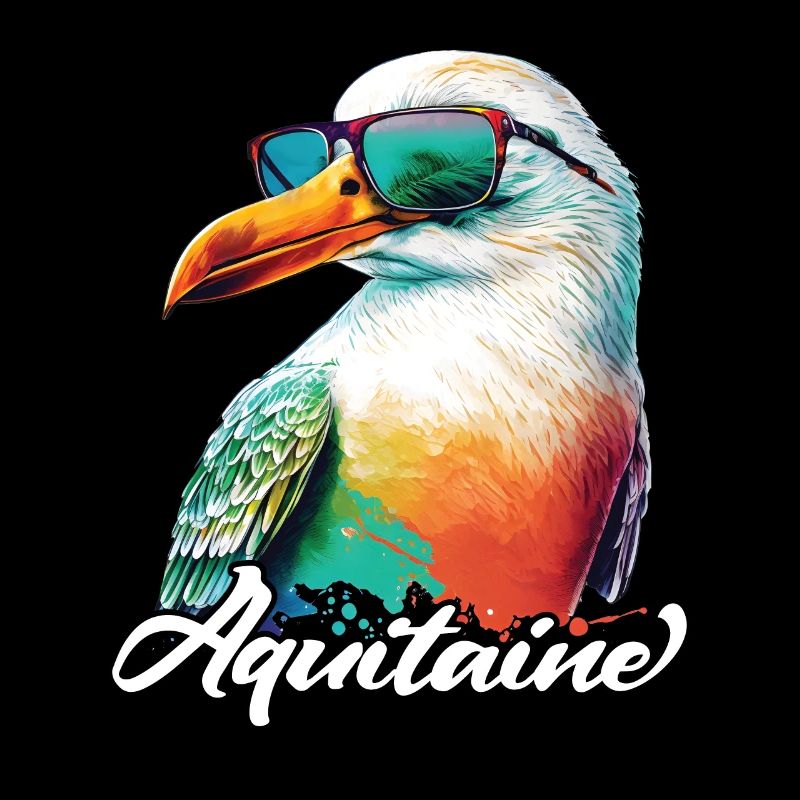 Aquitaine Urlaub coole bunte Möwe mit Sonnenbrille