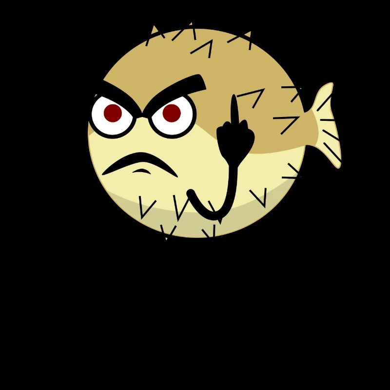 Puffer fish shows middle finger