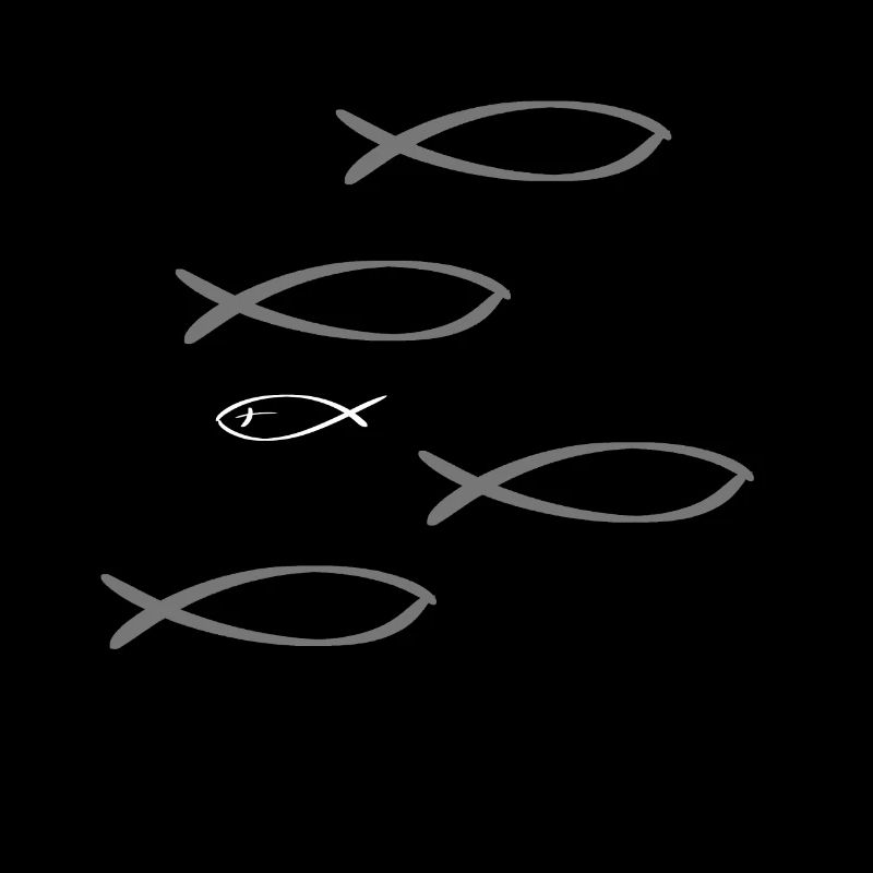 Fische gegen den Strom christlich grau
