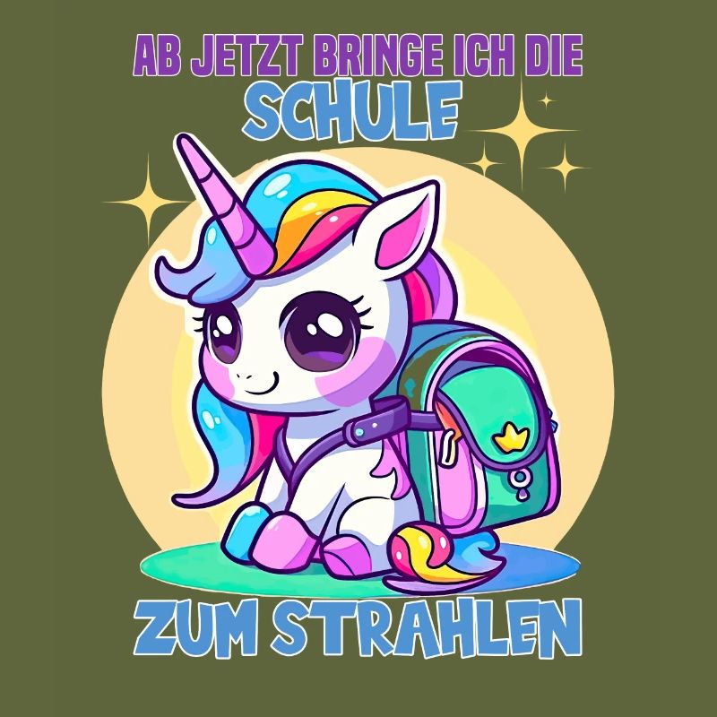 Schulkind Mädchen Einhorn Zur Einschulung