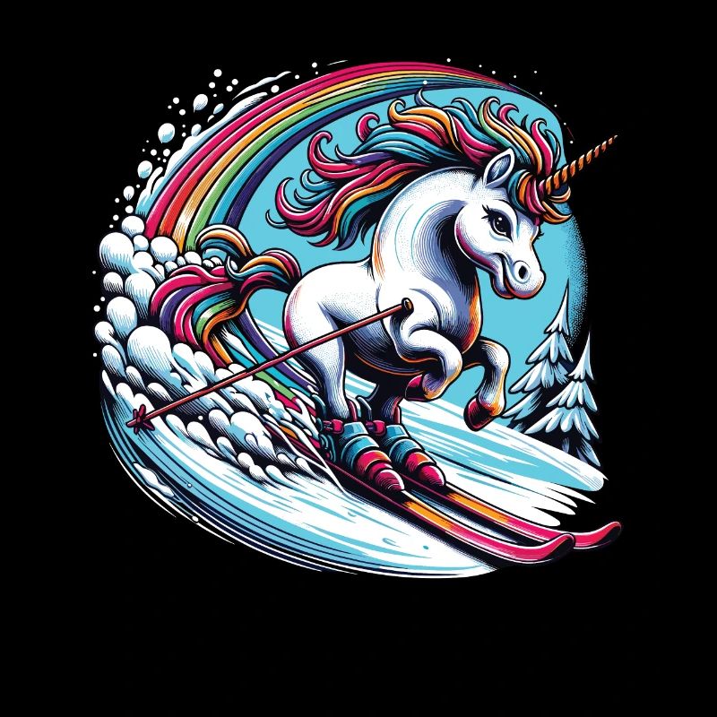 Ski Einhorn Ski Unicorn Arc-en-ciel Winter Magic