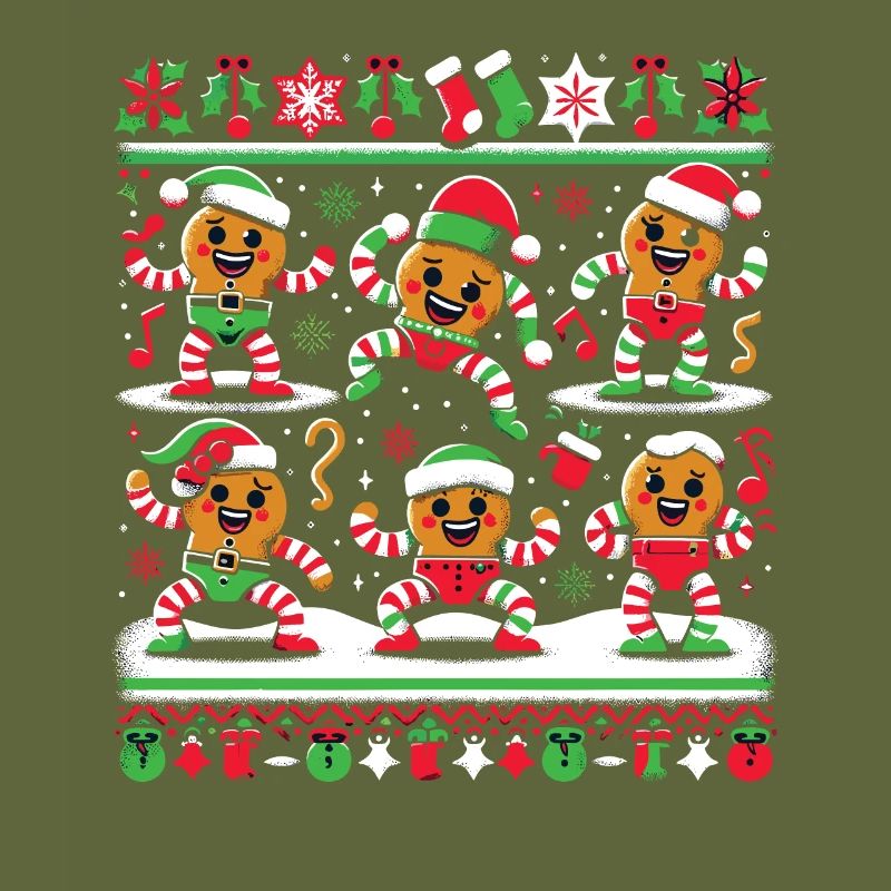 Dancing Gingerbread Elven Ugly Christmas Sweater