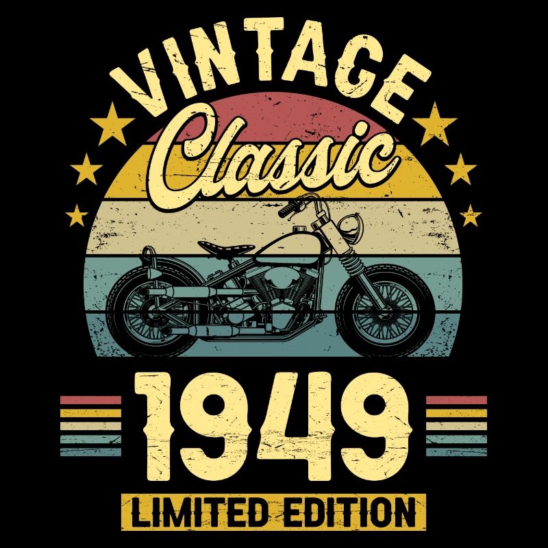 Motorcycle Year 1949 Biker 75 Years Anniversary