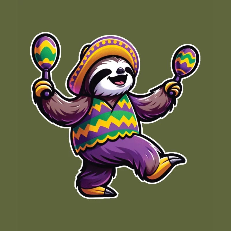 Mardi Gras Sloth - Celebrate Carnival Dancing